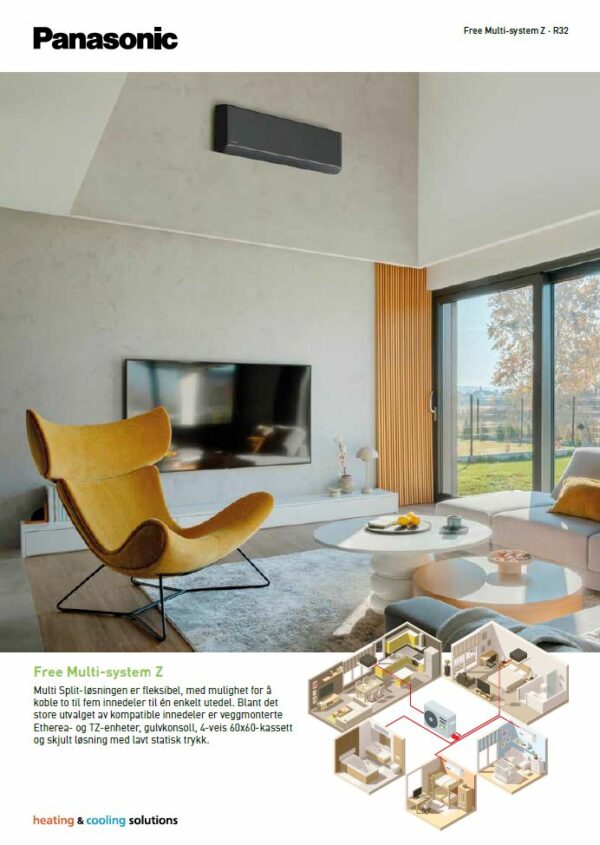 Panasonic-Varmepumpe/Air conditioner-Free Multi-system opptil 5 rom